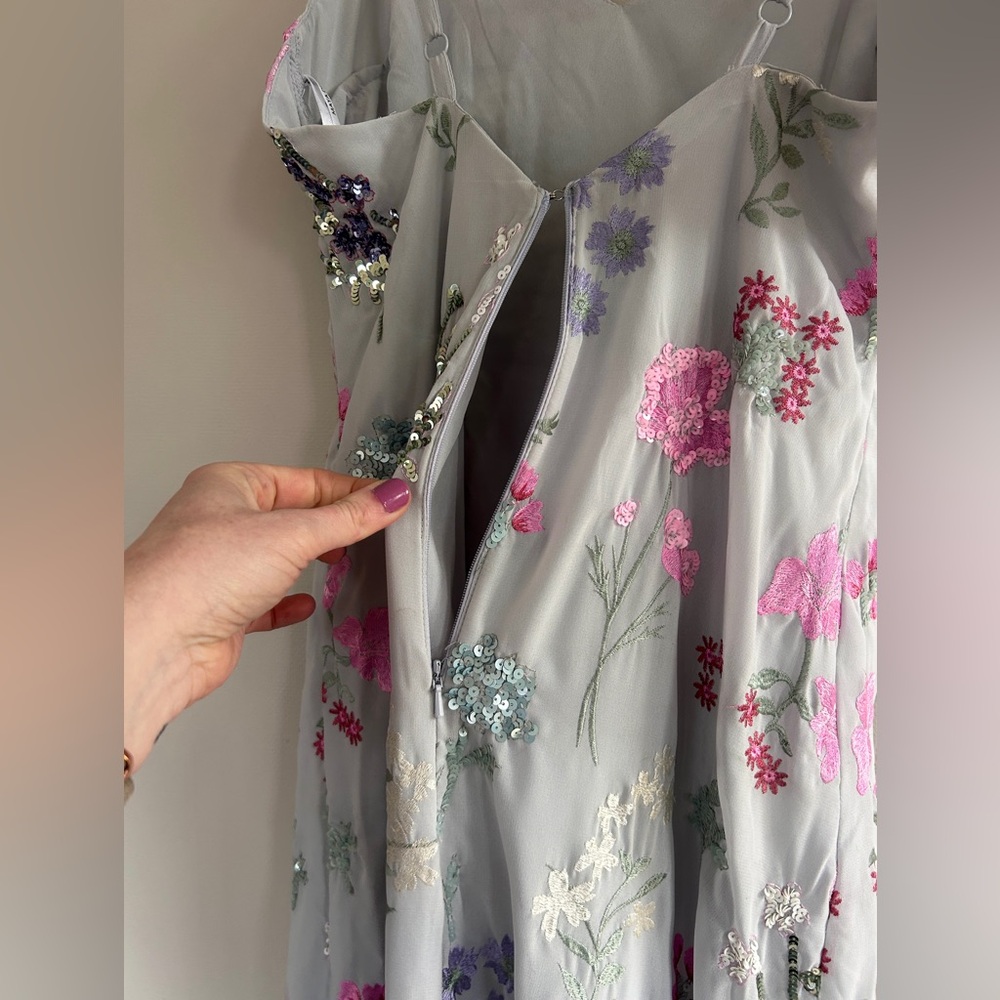 MAYA DELUXE Formal Fairy Floral Embroidered Sequin Slip Maxi Gown Dress Y2K Sz 6 - Picture 13 of 15